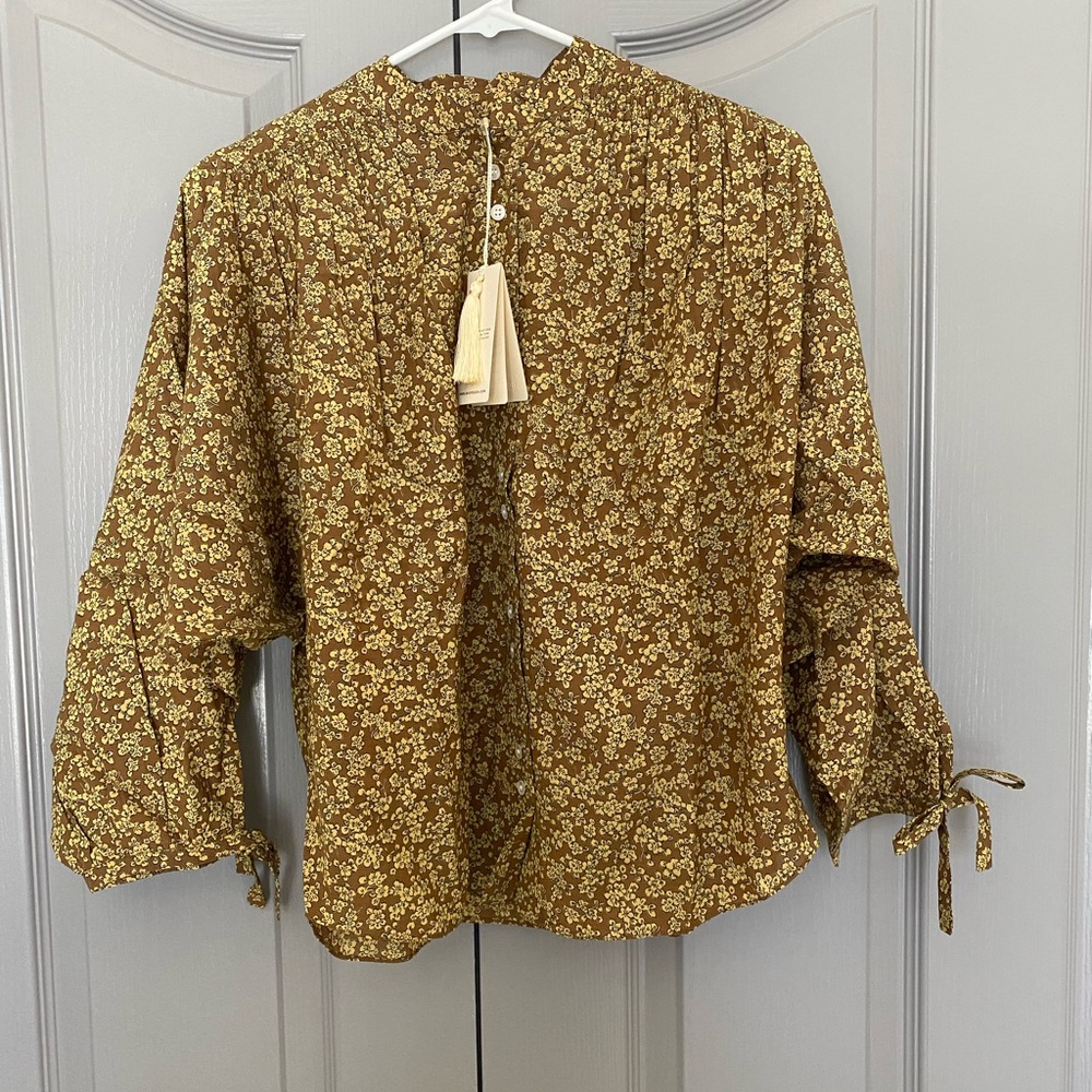 DOEN O’KEEFE BLOUSE NWT Size XS Gold Winter Meadow